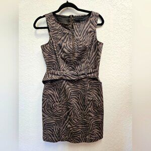 White House Black Market Zebra Print Denim Mini Dress And Belt Size 2